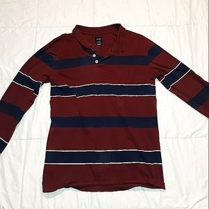 Collared long sleeve, cotton, Maroon/Navy Blue/White